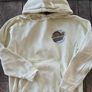 Santa Cruz Cream Hoodie with Black Chest Tag